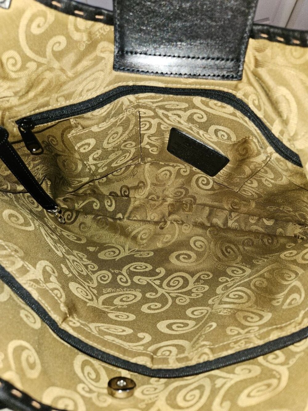 Brighton Canvas/Leather Colorful Floral Boho Hobo Stitched Tote Shoulder Bag - Picture 8 of 16